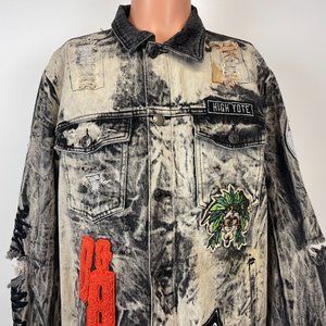 The Black Keys Distressed Denim Jacket Patches Rock Band Size XL